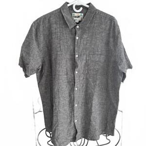 Urban Heritage Resort Short Sleeve Button Down Shirt  Linen Blend Gray - XL